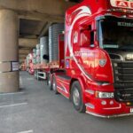 trucks under bridge