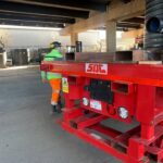 red truck unloading